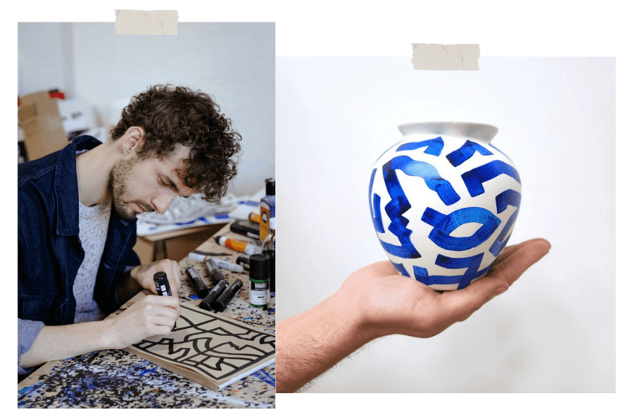 cadeau oeuvre d'art bleg artiste lyonnais
